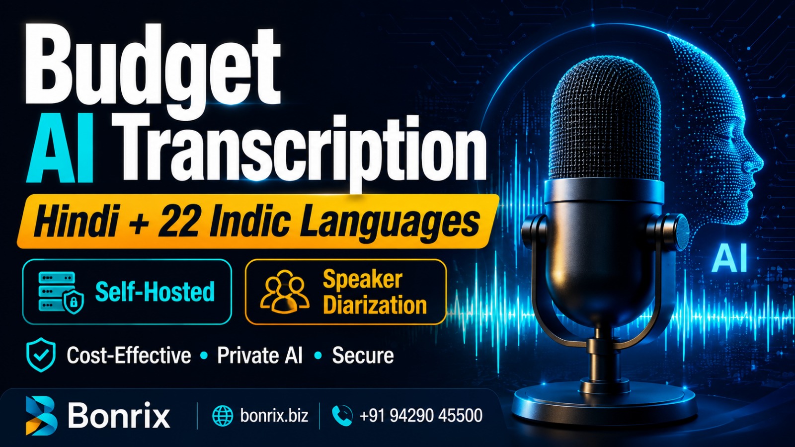 Bonrix Self-Hosted Local AI Transcription & Speaker Diarization for 22 Indian Language