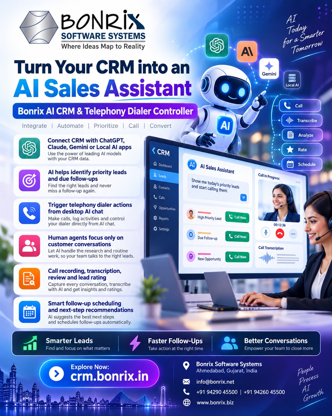 Bonrix AI CRM & Telephony Dialer Controller