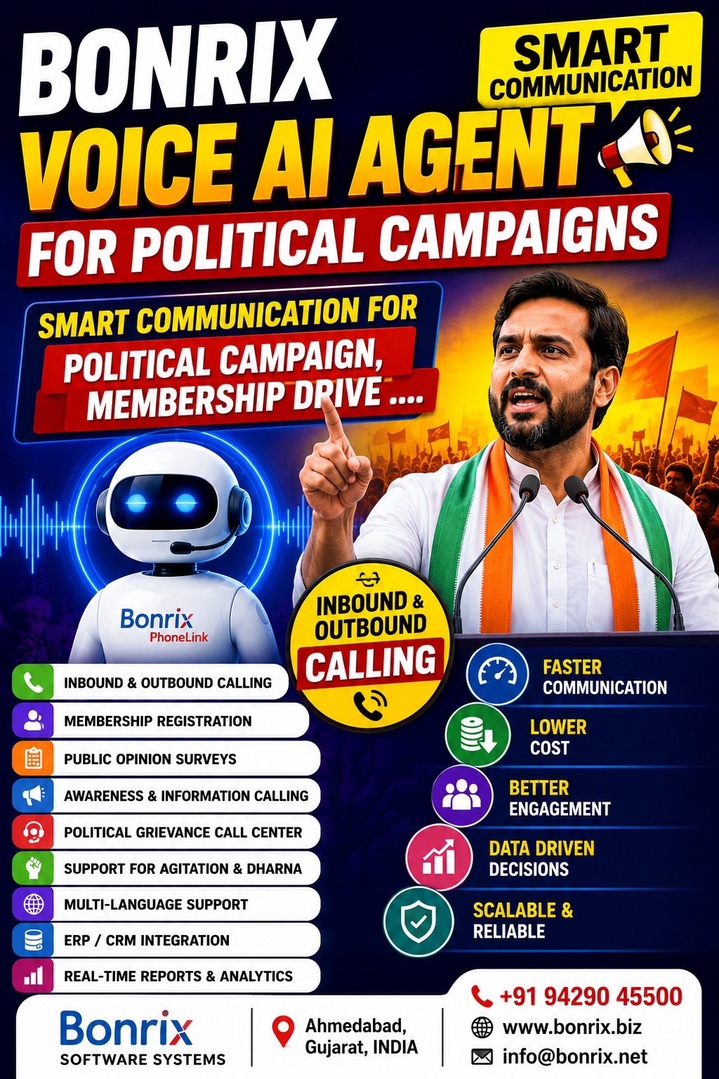 Bonrix Voice AI Agent for Political Campaigns